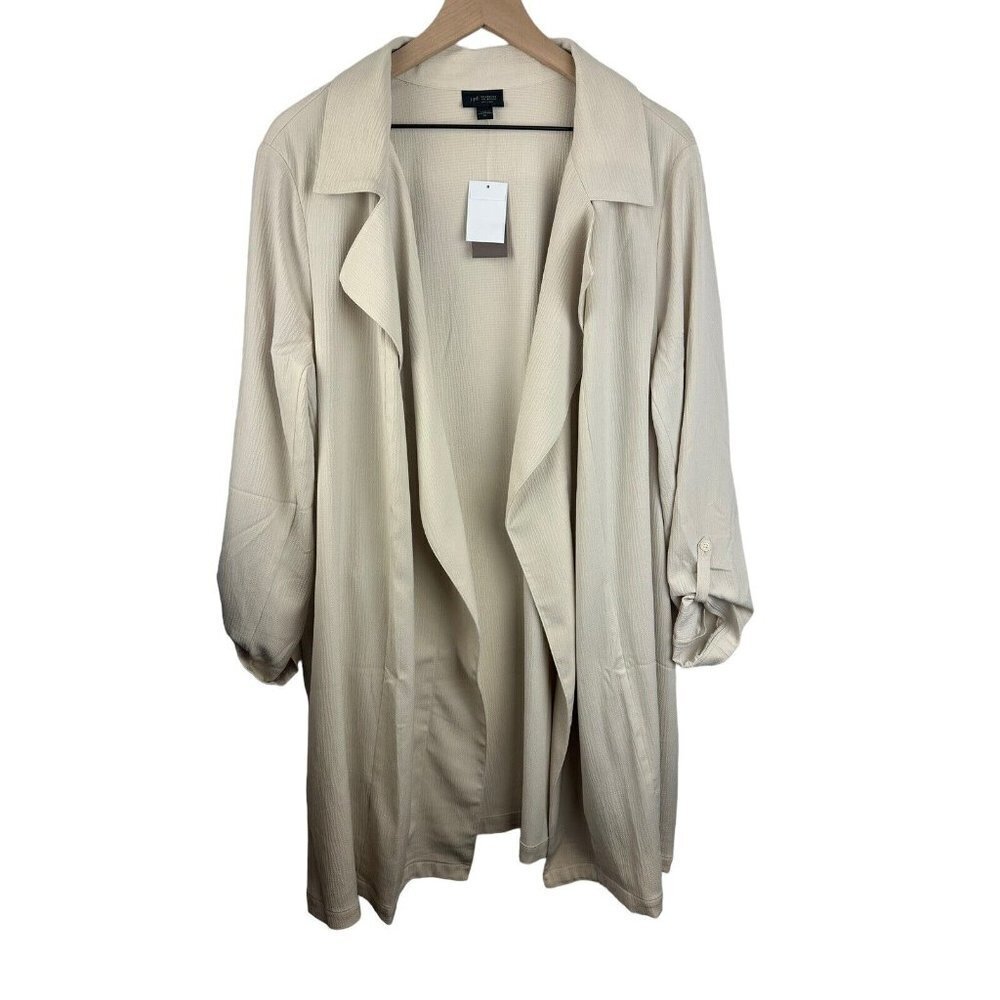 J Jill Wearever‎ Drape Front Trench Jacket NWT Sz XL Khaki Oatmeal